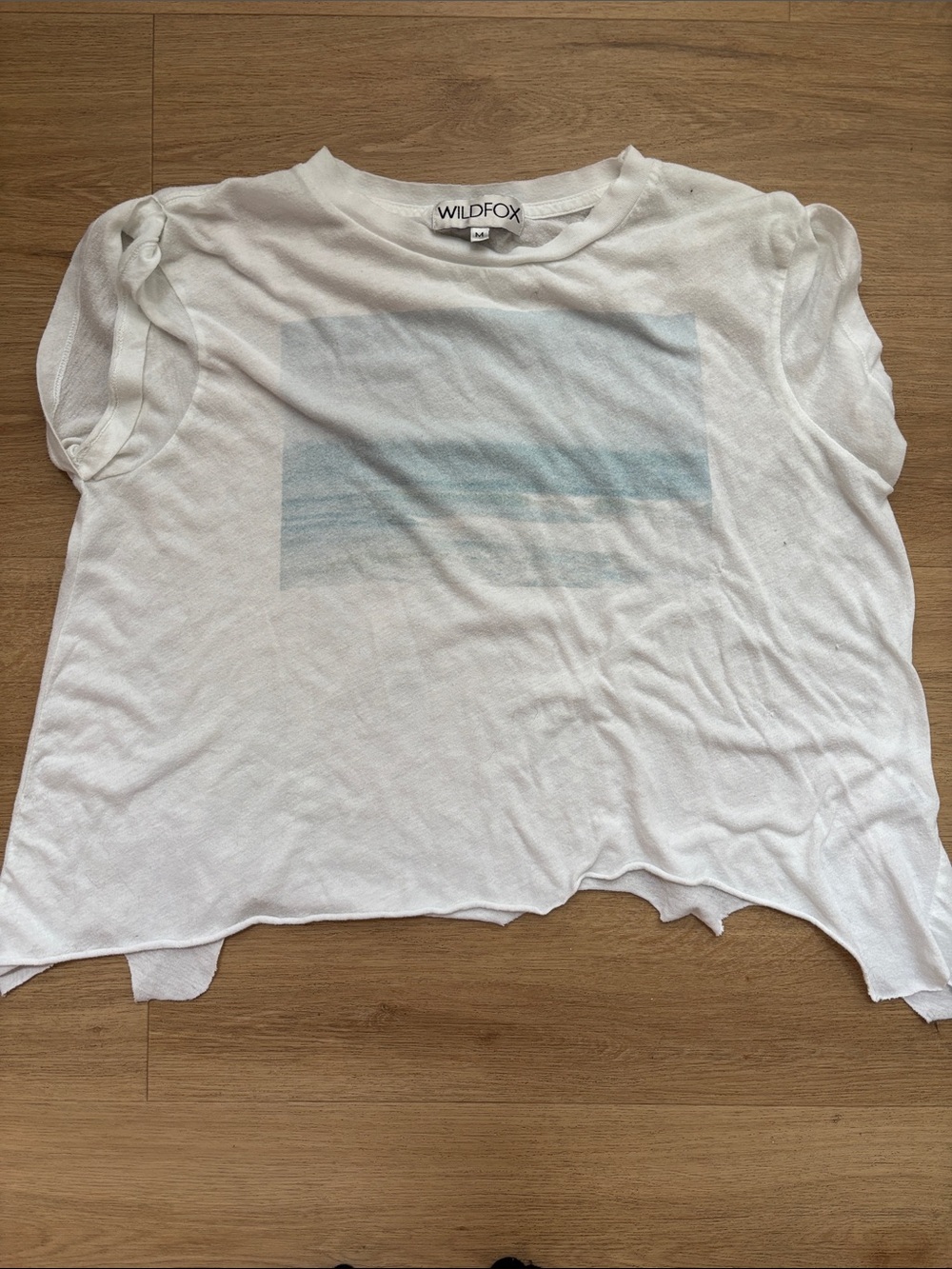 Wildfox White Tee with Faded seascape Graphic